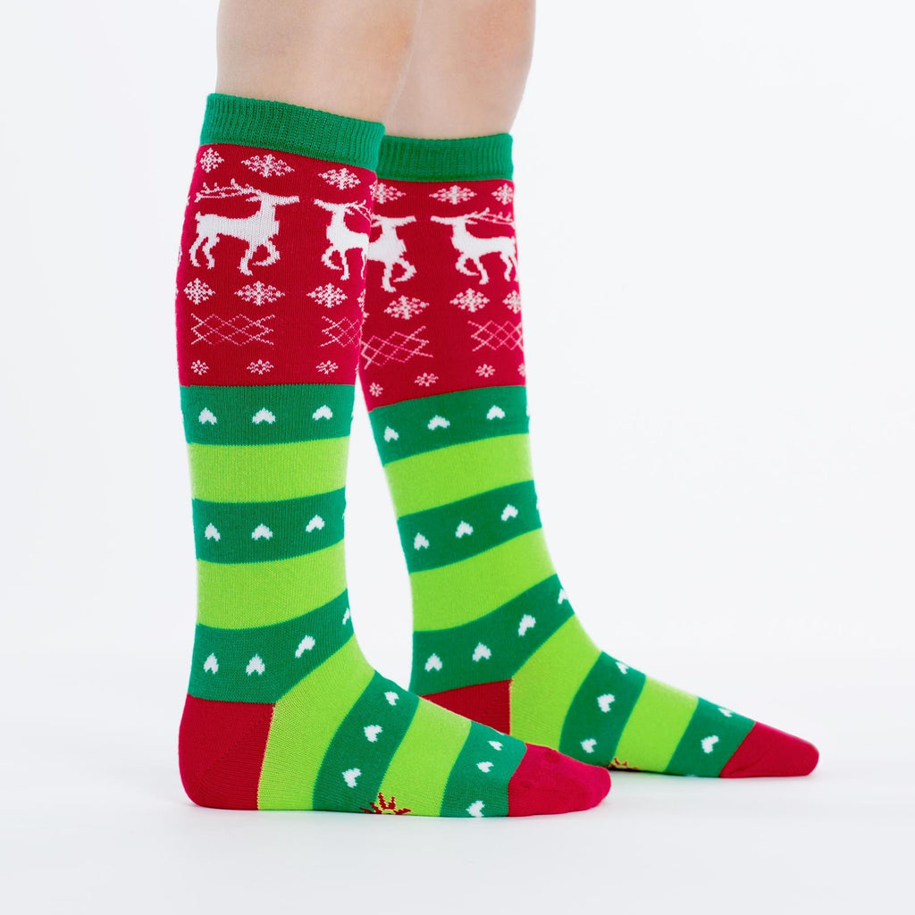 Holiday Christmas Sweater Knee High Socks Kids