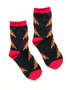 Fun socks for children with novelty prints. Boys girls love pizza.
