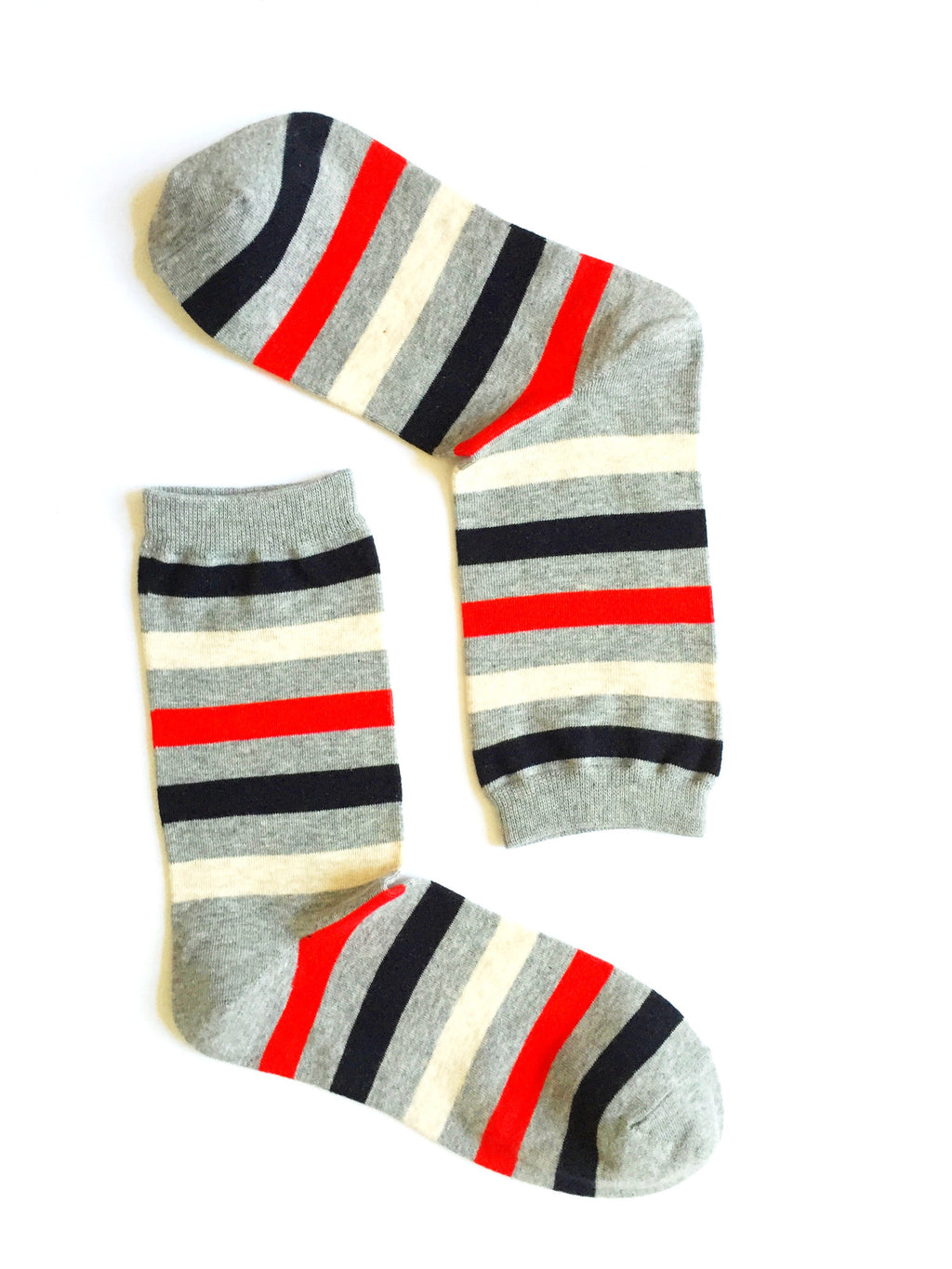 WIDE STRIPES RED CREW SOCKS