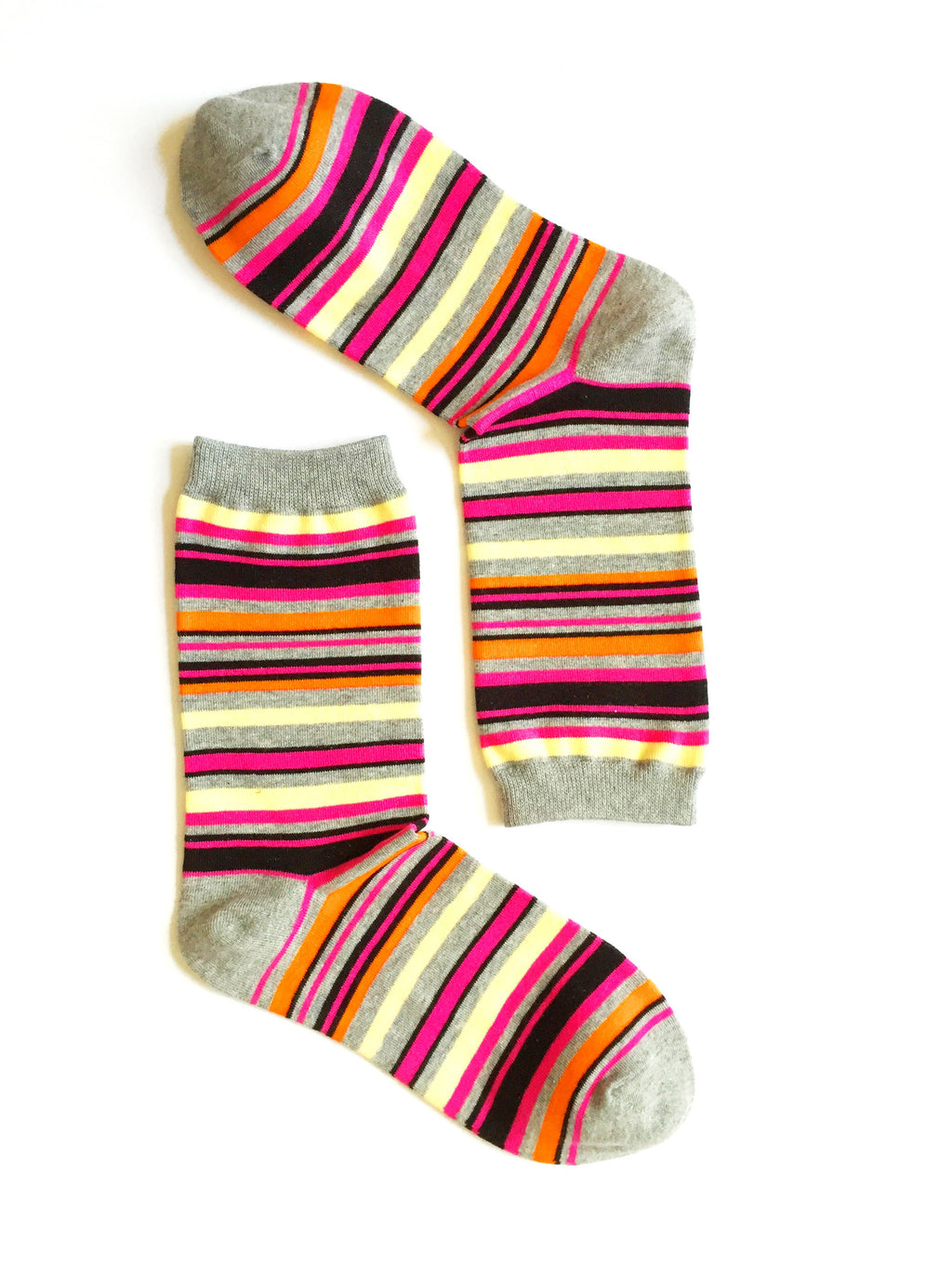 MULTI STRIPES - PINK CREW SOCKS