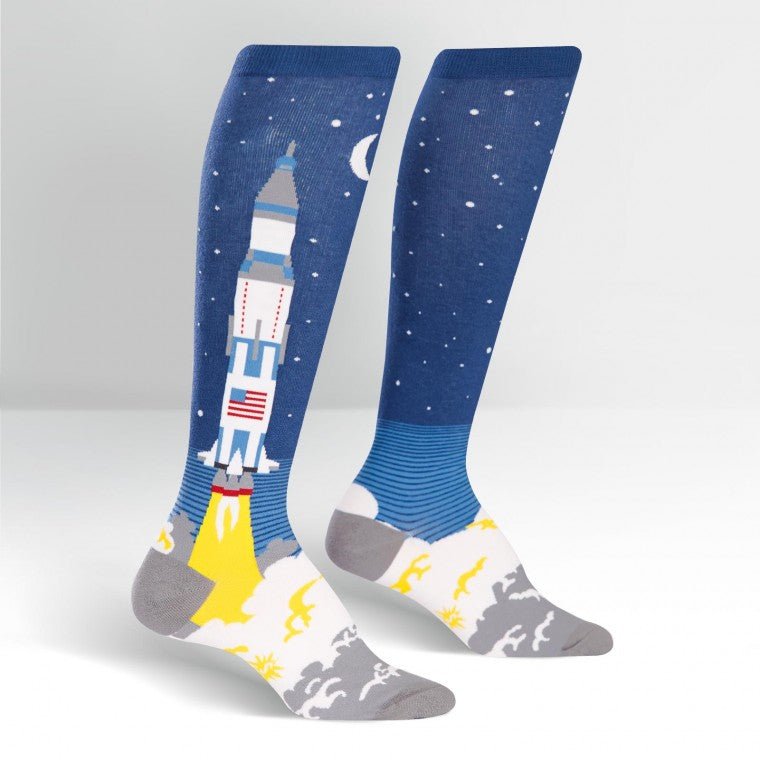 Lift off to space knee high socks