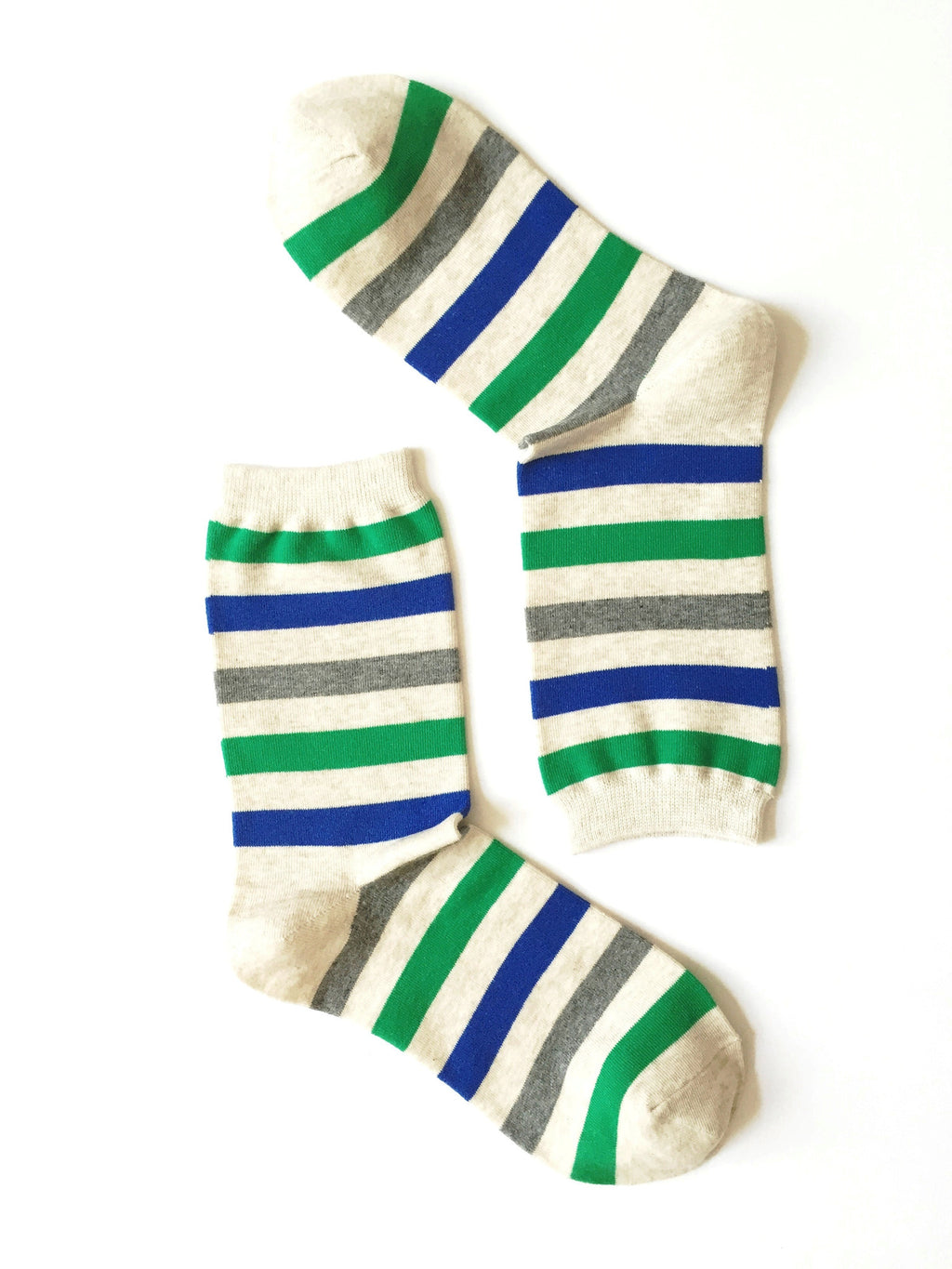 WIDE STRIPES GREEN CREW SOCKS