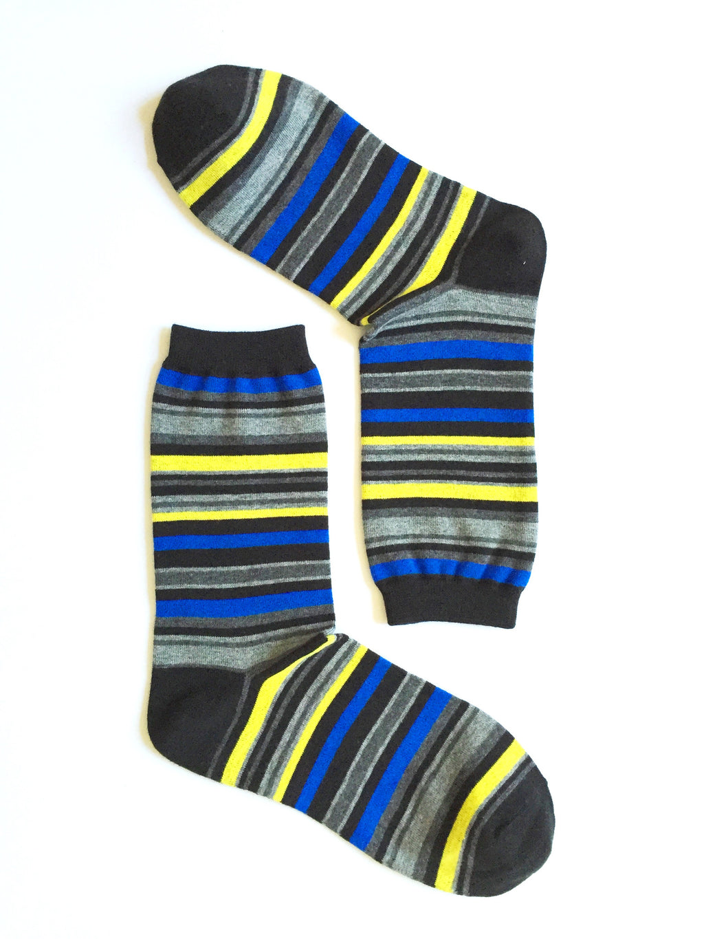 MULTI STRIPES - BLUE CREW SOCKS