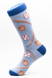 Baseball glove, bat and ball fun crew socks