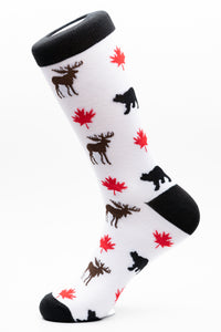 Canada Moose Bear Maple Leaf Funky Socks