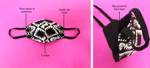 Face Mask - Flower White and Black