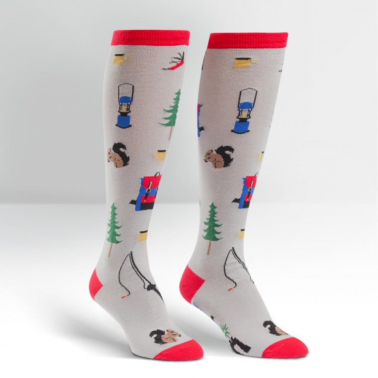 Funky Knee High Socks | Happy Camper by sock it to me