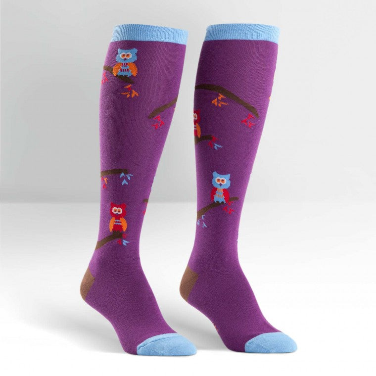 Funky Knee High Socks | Tree Owls by sock it to me