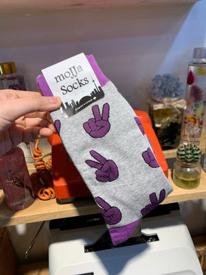 Awesome funky crew socks with peace signs