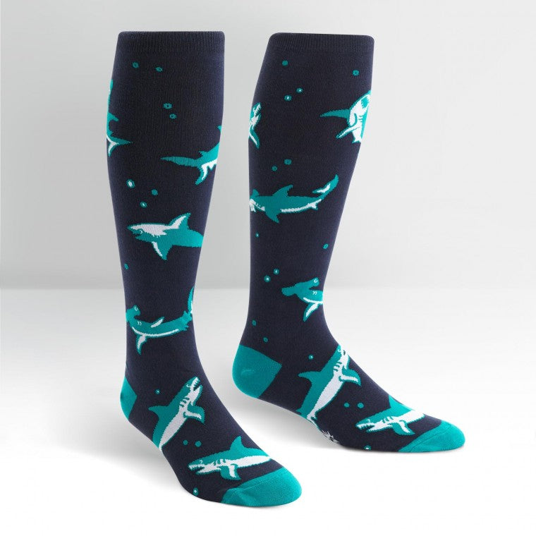 Funky Knee High Socks | Sharks by Sock it to me