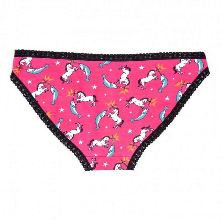Unicorn vs. Narwhal Bikini Brief Underwear | Undies Club Canada